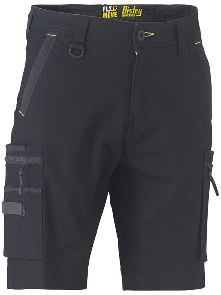 BISLEY FLX & MOVE™ STRETCH UTILITY ZIP CARGO SHORT BLACK 122R