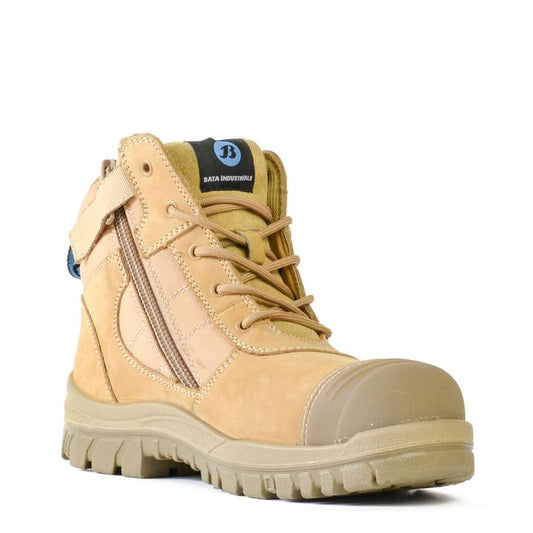Bata Zippy Wheat Nubuck Zip / Lace Up Safety Boot SIZE 8