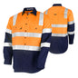 TRU WORKWEAR Lightweight Vented Hi-Vis Drill Shirt with Reflective Tape, Orange/Navy 2XL
