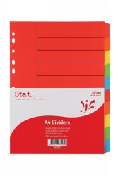 DIVIDER STAT A4 BRIGHT COLOURS MANILLA 10 TAB