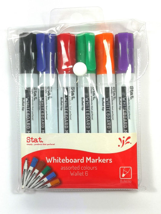 MARKER WHITEBOARD STAT 2.0MM BULLET NIB ASST WLT6