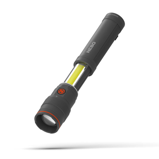 NEBO FRANKLIN™ SLIDE RC RECHAREGABLE TORCH Grey 500 Lumen Aluminium
