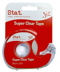 TAPE SUPER CLEAR STAT 18MMX33M ON DISPENSER