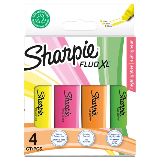HIGHLIGHTER SHARPIE FLUO XL ASST PK4