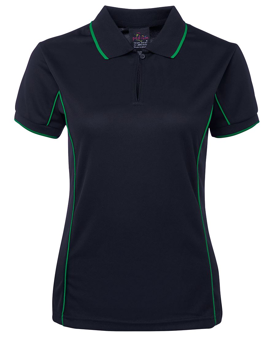 Podium Ladies Piping Polo, Navy/Green size 24