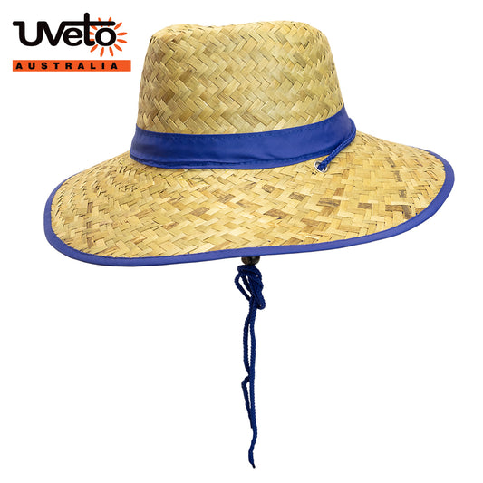 Straw Hat By UVeto Australia medium Royal Blue band