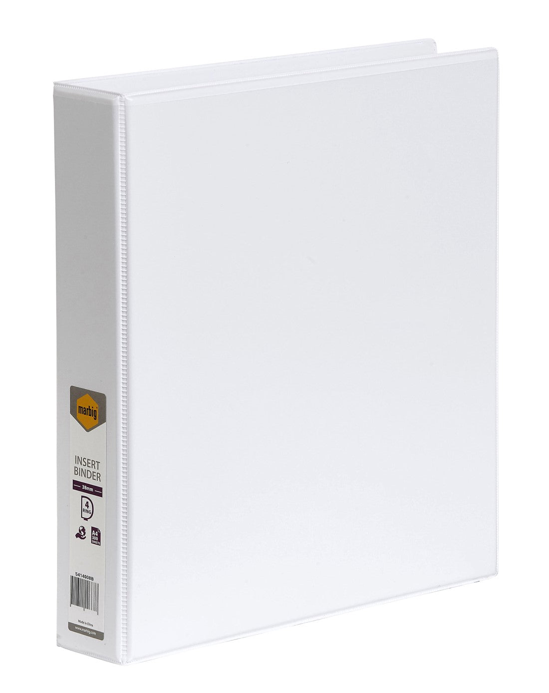 BINDER INSERT MARBIG A4 CLEARVIEW 4 D-RING 38MM WHITE