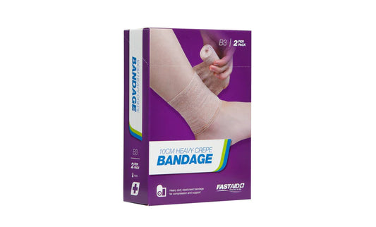 FastAid B3, Heavy Crepe Bandage, 10cm, 2pk