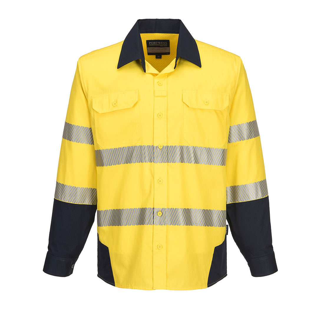 PORTWEST PW3 Day Night Shirt Yellow/Navy MEDIUM
