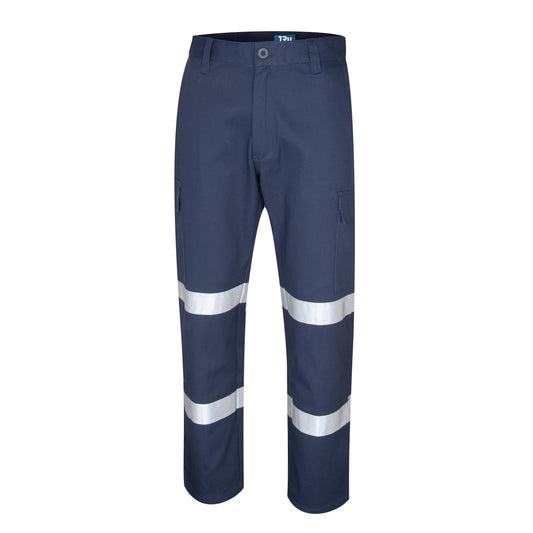 Tru Workwear Heavy Weight Cotton Drill Cargo Trousers with 3M Bio-Motion Reflective Tape, NAVY 87R
