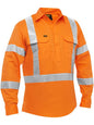 BISLEY X Taped Closed Front Hi Vis Cool Lightweight Drill Shirt Rail Orange XL