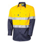 Tru Workwear L/S Two Tone Cotton Drill Shirt with 3M Two Hoop Reflective Tape and Horizontal Cooling Vents, YELLOW/NAVY 4XL