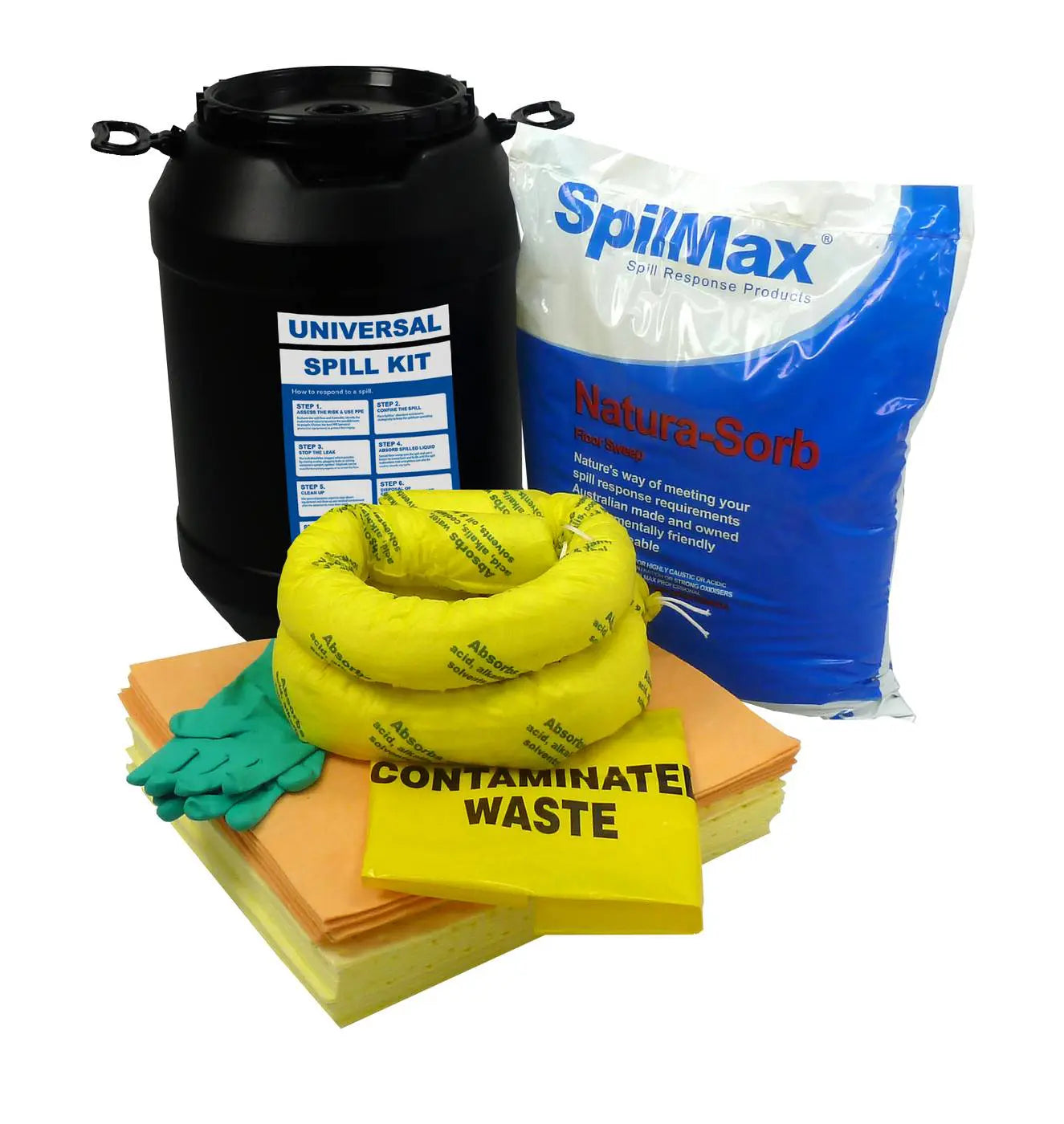 SpilMax 60L Vehicle Spill Kit Drum - Universal with 5kg Natura-Sorb