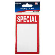 DISPLAY TICKET QUIKSTIK 75X125MM SPECIAL PK10