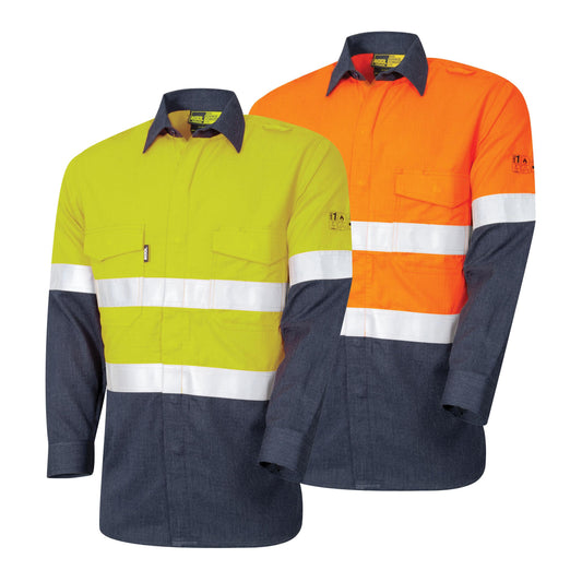 BOOL Lightweight PPE1 Two Tone FR Shirt With Loxyª Reflective Tape ORANGE/NAVY XL