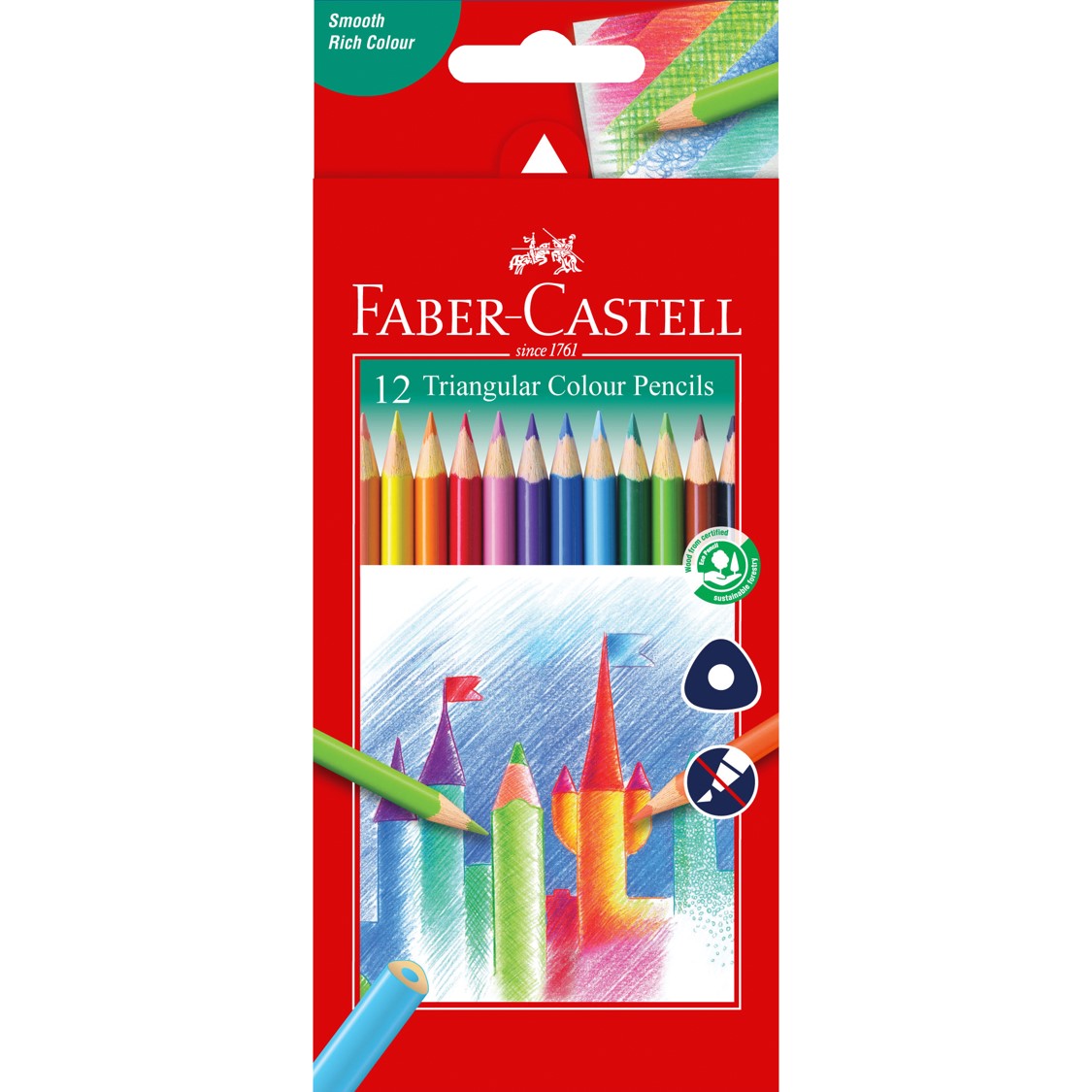 PENCIL COLOURED FABER-CASTELL TRI GRIP 12'S
