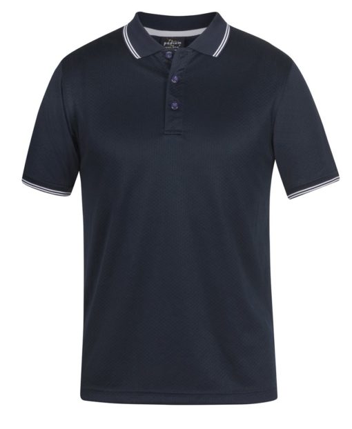 JB's PDM LADIES JACQUARD CONTRAST POLO NAVY/WHITE - 12