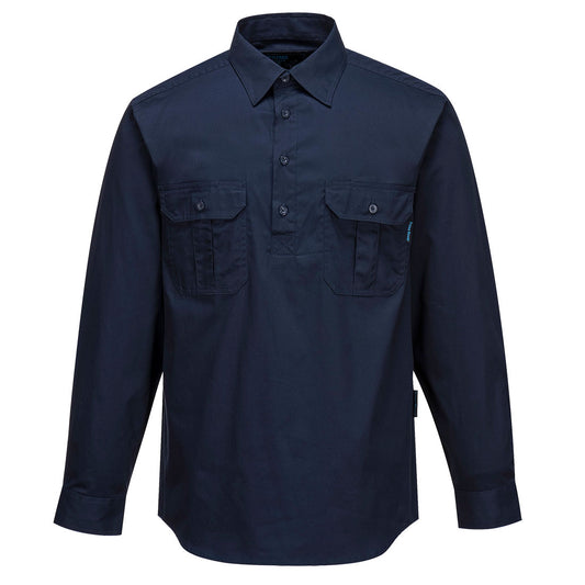PORTWEST MC903 - Adelaide Shirt, Long Sleeve, Light Weight Closed Front Navy XL