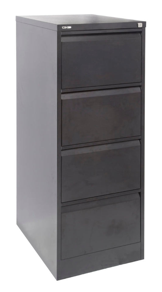 GO Heavy Duty 4 Drawer Filing Cabinet - Assembled BLACK RIPPLE