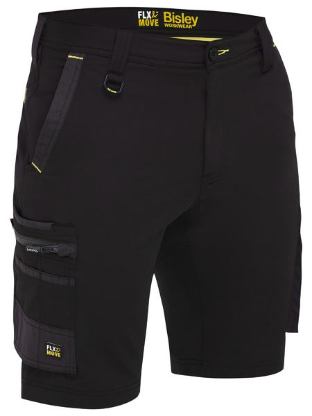 Bisley Flx & Move™ 4-Way Stretch Zip Cargo Short Black size 117R