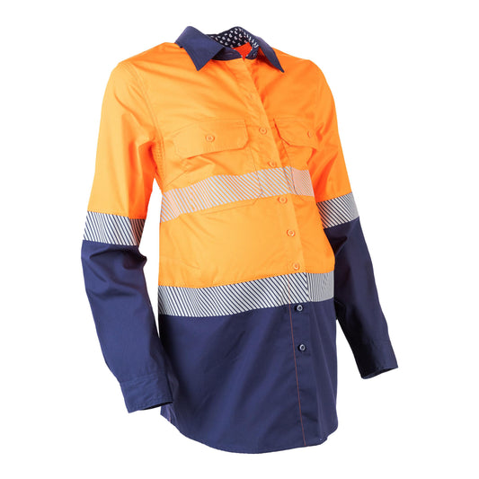 COgear Mae - Maternity Work Shirt Orange/Navy Size 8