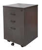 Rapid Worker Mobile Pedestal Mobile Pedestal - 2 Personal Drawers + 1 File Drawer 
Ironstone 465mm W x 447mm D x 690mm H
Lockable With Metal Runners 
E0 Rated Melamine Board - Black Powdercoat Bow Handles