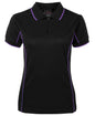 JB's LADIES PIPING POLO BLACK PURPLE SIZE 10