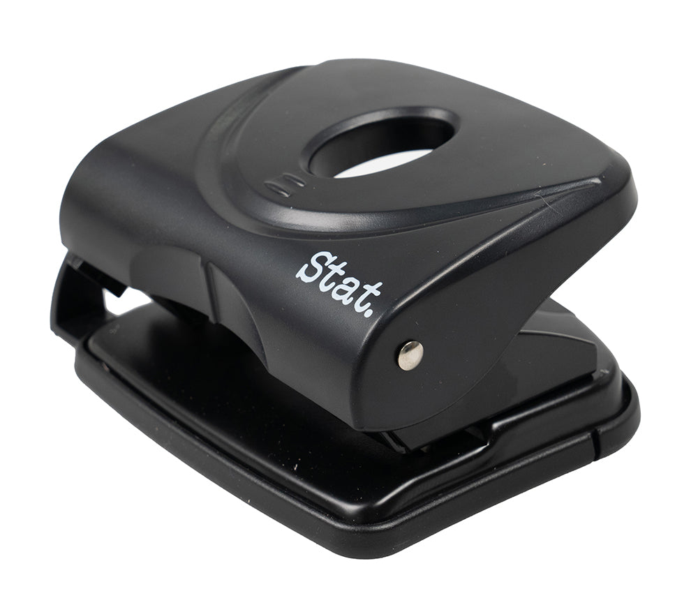 PUNCH STAT LARGE 2 HOLE 30 SHEETS PLASTIC BLACK