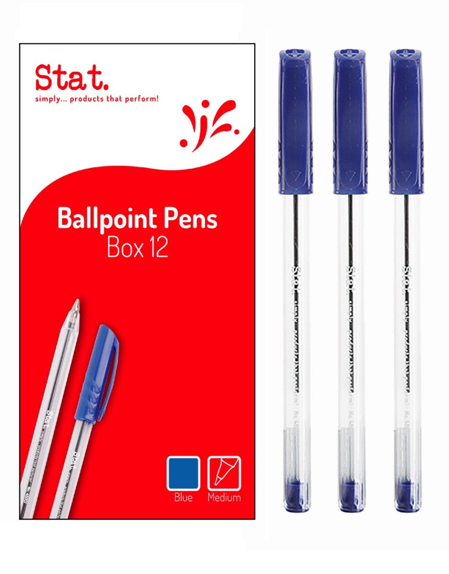 PEN STAT 1.0MM BALLPOINT MEDIUM BLUE BX12