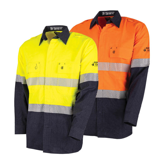 BOOL Lightweight PPE1 Two Tone FR Shirt With Segmented FR Reflective Tape L orange/navy