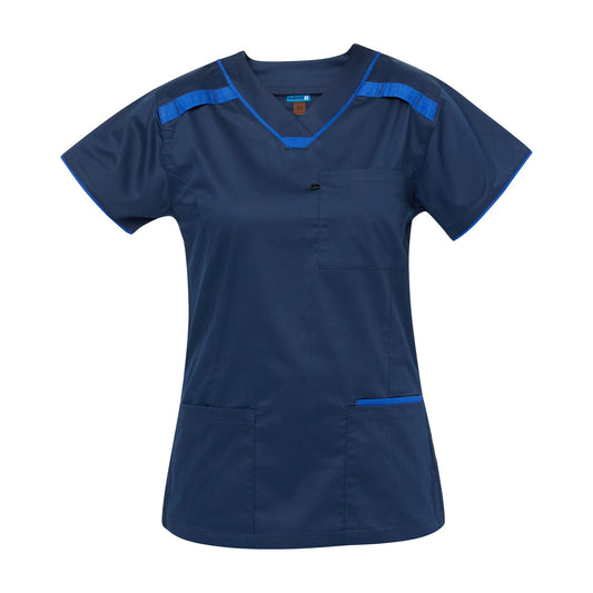 MEDI 8 WOMENS STRETCH SCRUB TOP in Navy Blue size 5XL