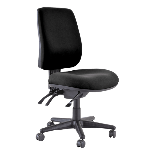 ROMA ERGONOMIC 3-LEVER HIGH BACK CHAIR NO ARMS, 180kg BLACK