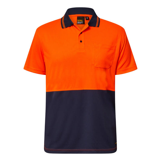 WORK CRAFT HI VIS LIGHTWEIGHT POLO ORANGE/NAVY 8XL