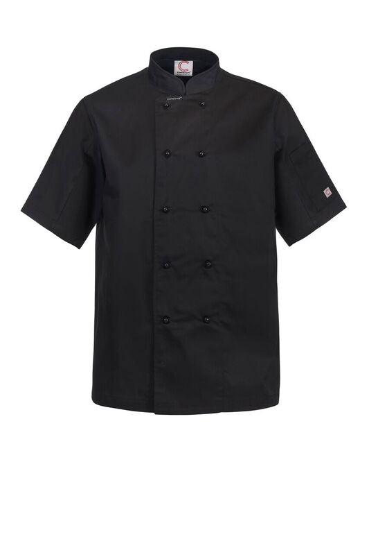 CHEFSCRAFT CLASSIC CHEF JACKET -SS, BLACK SIZE XL