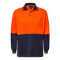 WORKCRAFT HIVIS TWO TONE POLO POCKET LONG SLEEVED in Navy Orange size 8XL