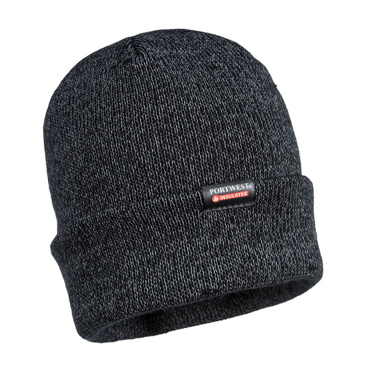 Portwest Reflective Knit Cap, Insulatex Lined Black