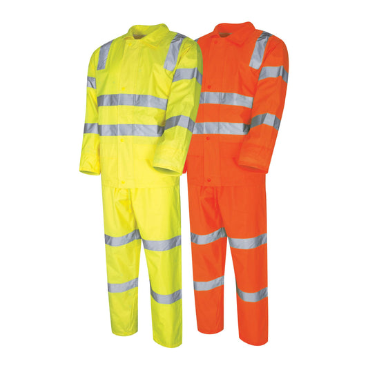 Tru Workwear Rain Set in Bag with Biomotion X Pattern Tape. Jacket and Trouser with TRuVis Reflective Tape. Day/Night Use Only, YELLOW X LARGE