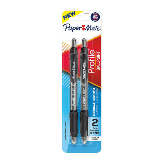 Papermate Profile RT 1.0 BP Pen Blk Pk2