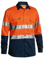 BISLEY TAPED HI VIS DRILL SHIRT ORANGE/NAVY 4X LARGE