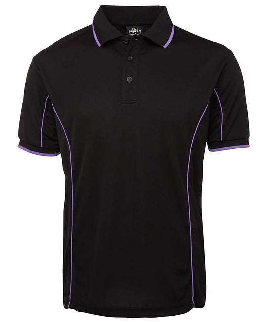 JB's S/S PIPING POLO BLACK PURPLE SIZE M