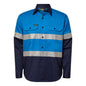 NCC - LIGHTWEIGHT TWO TONE LONG SLEEVE VENTED COTTON DRILL SHIRT WITH CSR REFLECTIVE TAPE - 4X LARGE ELECTRIC BLUE/NAVY