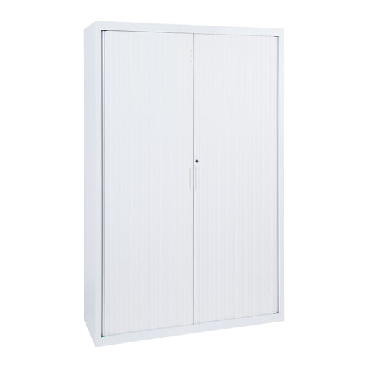 Tambour - 2000h x 1200w x 455d -
supplied with 4 adjustable shelves Colour: White (Satin)