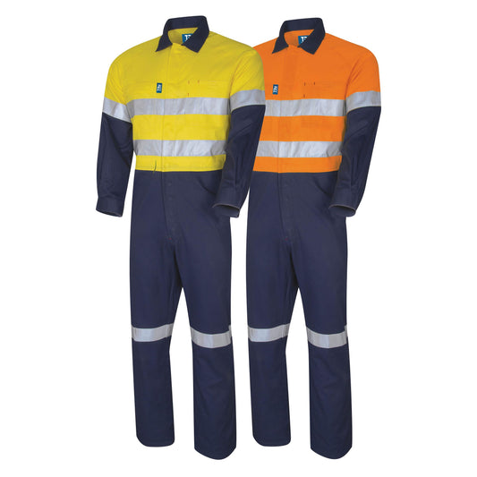 TRU WORKWEAR Lightweight Cotton Coverall With 3M Tape ORANGE/NAVY 117S