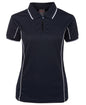 Podium Ladies Piping Polo, NAVY/WHITE SIZE 18
