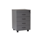 Mobile Pedestal - 4 Personal Drawers 
465mm W x 447mm D x 690mm H, Lockable With Metal Runners
E0 Rated Melamine Board - Black P/C Bow Handles