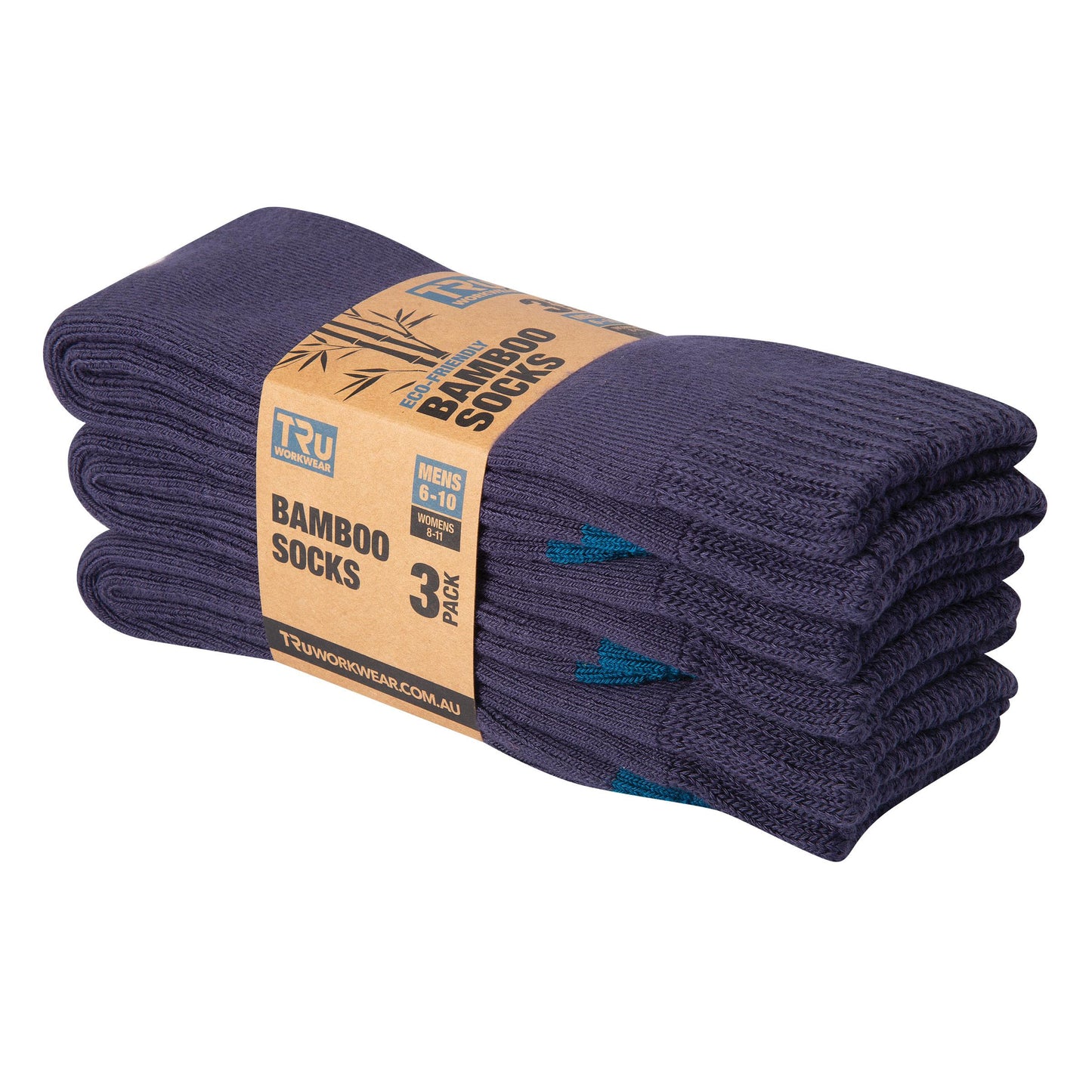 Tru Workwear Triple Pack Eco-Friendly Bamboo Socks Nav - Mens -6-10 (Womens 8-11)