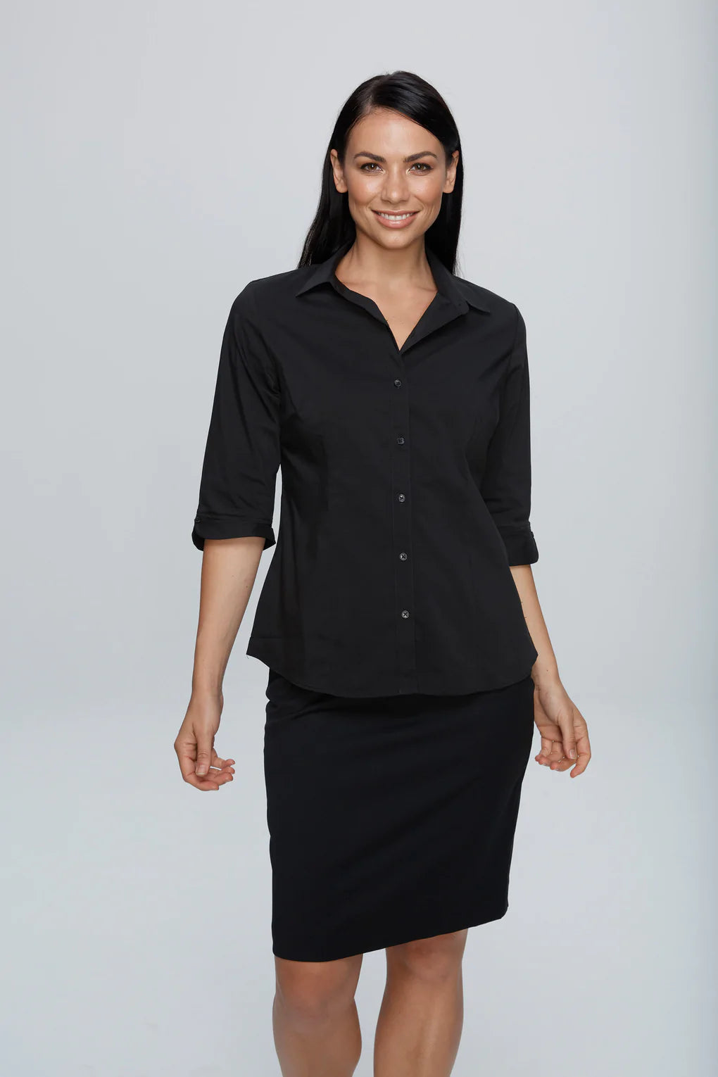 KINGSWOOD LADY SHIRT 3/4 SLEEVE BLACK SIZE 10