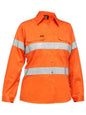 Bisley Women's Taped Hi Vis Cool Lightweight Drill Shirt Orange Size 10