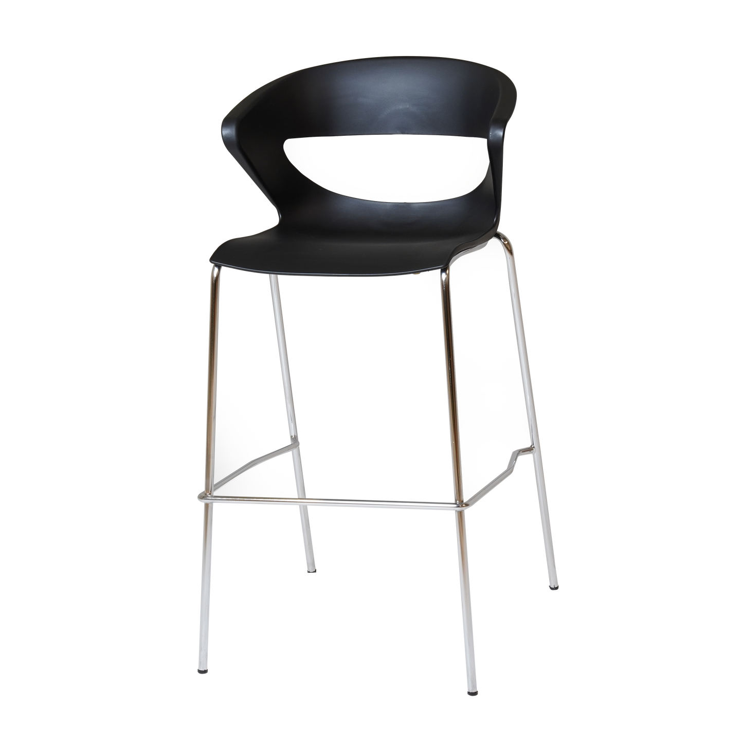 Taurus Stool Poly Bar Stool With Chrome Legs - Black